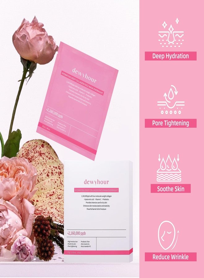 dewyhour Collagen Face Mask: Deep Collagen Overnight Mask, Anti Aging Lifting Mask, Hydrating Face Mask for All Skin Types, Pore Minimizing, Elasticity Skin, 5 Pack - Image 5